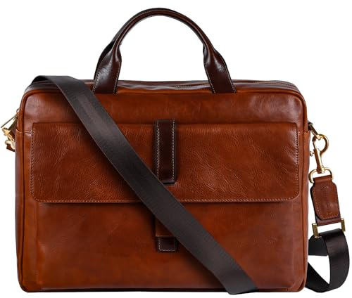 Time Resistance Leder Aktentasche - Italienische handgefertigte Laptoptasche aus Leder - Aktentasche für Männer und Frauen - Professionelle Aktentasche