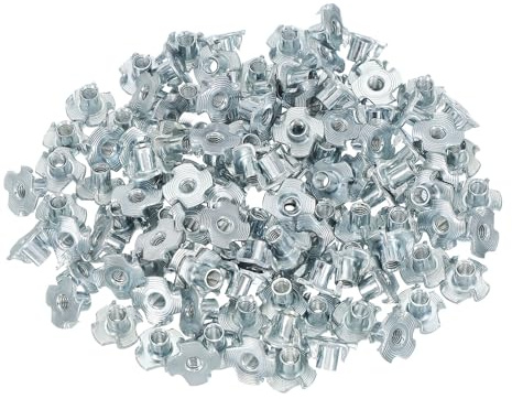 PATIKIL M4 Ecrous En T, 100 Pcs Acier Zingué Ecrous Aveugles À 4 Pattes Longueur 8 Mm Inserts Filetés À Mâchoires Quatre Quincaillerie Pour Meubles En Bois Menuiserie Prises D'Escalade