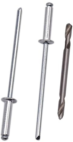 SKIR'CO 250 rivetti ciechi 2,4 x 10 mm, in alluminio, DIN 7337, testa a cupola, mandrino in acciaio, rivetti pop