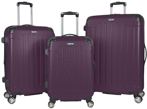 Kenneth Cole REACTION Renegade Luggage Expandable 8-Wheel Spinner Lightweight Hardside Suitcase, Midnight Plum, 3-Piece Set (20/24/28)