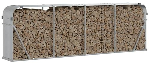 Eleganz Abri de bois de cheminée en acier galvanisé 300 x 45 x 100 cm – Résistant aux intempéries et stable pour le stockage du bois de cheminée dans le jardin ou la terrasse