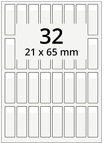 Labelident Kabeletiketten transparent mit weißem Schriftfeld, selbstlaminierend, 21 x 65 mm, für Kabel-Ø 4,1-16,6 mm, 320 Kabelmarkierer auf 10 DIN A4 Bögen, stark klebend