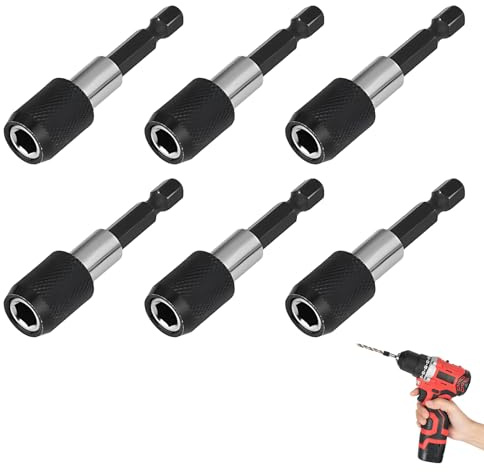 6 Stück Bithalter Magnetisch 1/4’’ (60 Mm) Schnellwechsel Magnet Bithalter Akkuschrauber Magnetischer Bit Halterung Magnetisch Bithelter für Makita Metabo Bosch und Dewalt Magnet-Bithalter Set
