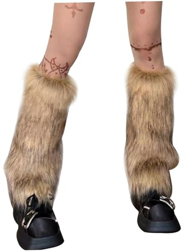 Beinstulpen aus Kunstpelz, 1 Paar, 39, 9cm (15, 7Zoll), flauschige Beinstulpen für Damen, Winter, warme Fell-Stiefelmanschetten-Abdeckungen für Weihnachten, Halloween, Hippie-Kostüme, Weihnachtsdekor