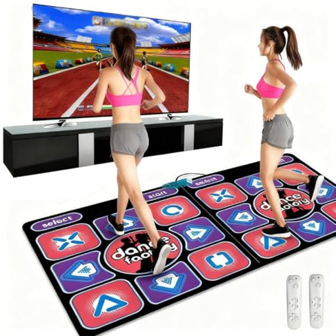 Tappeto da Ballo Portatile a Doppio Giocatore con 162 Giochi e Controller Wireless, Tappeto da Ballo per Casa, Regali Musicali per Natale e Compleanno