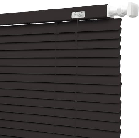 No Drill No Tool Blackout Venetian Blinds for Windows, Room Darkening Privacy Shade 1 Aluminium Horizontal Mini Blinds for Bedroom Office Kitchen(Black)
