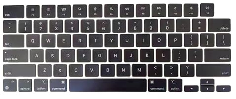 Willhom Keyboard Keycaps Keys Replacement for MacBook Pro 14 and 16 (A2442, A2485,A2779,A2780, A2991,A2992), Air 13 and 15 (A2681,A2941,A3113, A3114, A3240, A3241) Key Caps 2021-2025 (Black)
