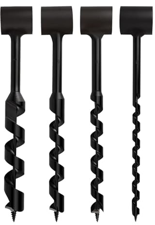Bushcraft - Set di 4 punte per trapano manuale Bushcraft da 260 mm, multifunzione, chiavi inglesi, in acciaio pesante, 10, 16, 19, 25 mm, per lavorazione del legno, sopravvivenza all'aperto (A)
