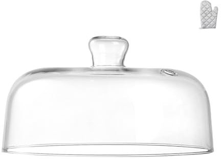 EliteVibe All Glass Microwave Cover, 10 Microwave Splatter Cover for Food | 5 Height With Handle, All-Glass, 3.5 Inner Height, Fits Plates & Bowls, Vented Lid, Oven, Dishwasher & Refrigerator Safe
