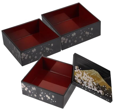 TOYANDONA Caja Bento Japonesa Pequeña de Tres Capas 12.5x12.5x16 Cm, Estuche para Sushi y Bocadillos, Contenedor de Almuerzo Ligero y Práctico para Adultos, Bandeja Bento Tradicional