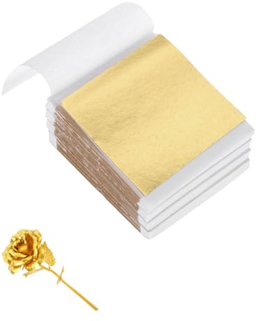 DAFNE 200 fogli di foglia d'oro, foglia d'oro artigianale, carta foglia d'or, adesivo, con pittura acrilica, artigianale, lamina d'oro artigianale, fai da te