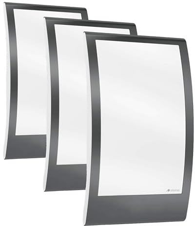 Steinel Außenleuchte L 22 Anthrazit, Edelstahl-Blende, max. 60 W Außenwandleuchte, E27 Fassung, moderne Wandleuchte (Packung mit 3)