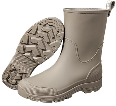 Botas de goma para hombre Mid Calf resistentes a la abrasión, impermeables, para hombre, con suela de goma gruesa, antideslizantes, para senderismo, pesca, botas de ocio