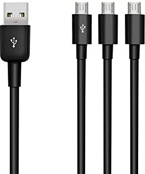 Duttek USB-auf-Micro-USB-Splitterkabel, 3-in-1 USB 2.0-A-Stecker auf drei Micro-USB-Stecker, 1 zu 3, Synchronisations- und Ladekabel, Adapterkabel (25 cm)