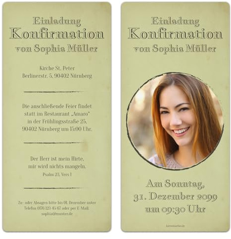 Kartenmachen.de 10 x Konfirmation Einladungskarten Konfirmationseinladungen Konfirmationskarten - Seelenliebe