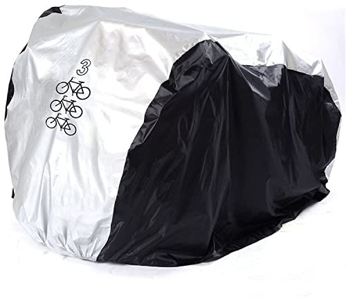 ANFTOP 200*105*110CM Copribici Bici impermeabile Telo Protettivo Copertura per 3 Bicicletta Antipolvere Anti UV Copri Bicicletta Argento nero