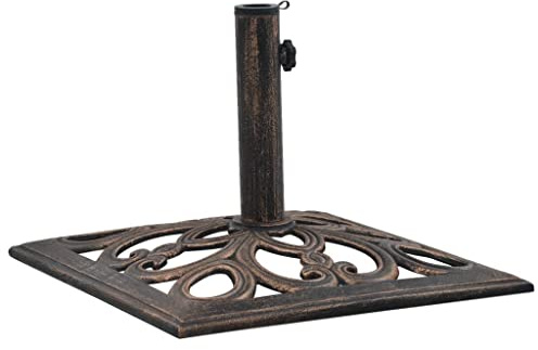 vidaXL Pied de parasol avec adaptateur pour jardin, terrasse, extérieur, balcon - Support en fonte - Bronze - 12 kg - 49 cm