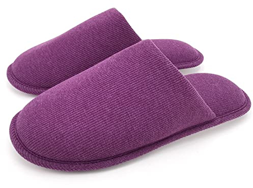 ofoot Zapatillas Casa Mujer Algodón con Espuma Viscoelástica, Pantuflas Suela de Goma Antideslizante Lavable para Dormitorio