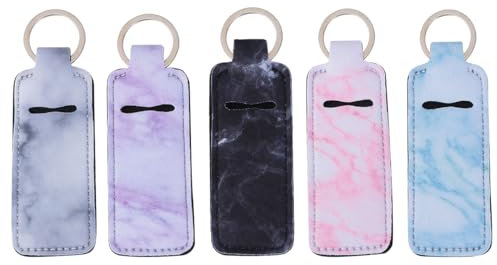 Lurrose 5 Stück Schlüsselanhänger für Reiseflaschen Nachfüllbare Flaschen Schlüsselbundträger Aufsteckhülse Beutel Reiseaccessoires (Weiß Pink Blau Schwarz Lila)