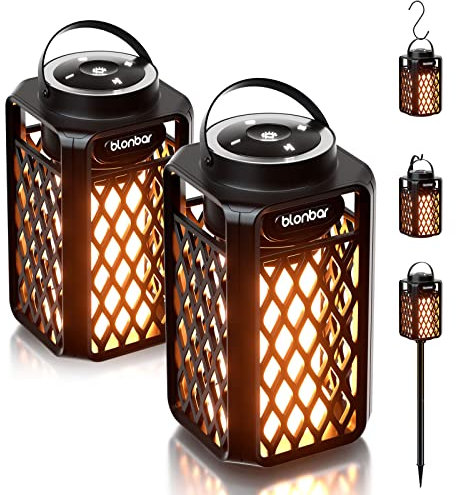 blonbar Bluetooth Lautsprecher mit Flammenlicht, IP65 Wasserdicht Outdoor Lautsprecher & Taschenlampe für Terrasse, Garten,Geschenke für Männer, Frauen (2)