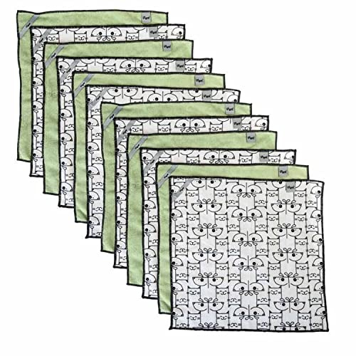 VIGAR - Bayeta de Microfibra - Pack 12 - Modelo Pets Club - 38 x 0,5 x 38 cm - Secar y Limpiar Accesorios de Mascotas, Cocina o Baño - En Verde y Gris