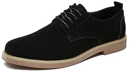 Zapatos Oxford de piel de ante de estilo británico para hombre, estilo casual, con cordones, Negro -, 42 EU