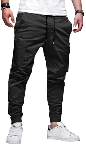 Elegancity Cargohose Herren Lang Casual Jogginghose Stretch Arbeitshosen Regular Fit Cargo Hosen Elastische Herren Freizeithose mit Taschen S-3XL
