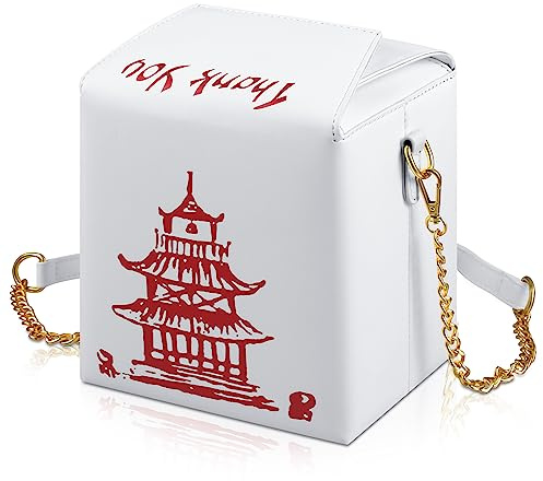 Abbylike Chinese Takeout Box Tote Purse for Women Tower Print Crossbody Shoulder Bag with 2 Straps Christmas Bag Gifts