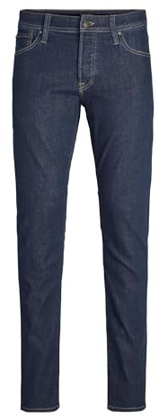 JACK & JONES Mens Slim Fit Jeans with Low Rise Button Fly Denim Pants for Men UK, Blue Denim Colour, Size: 30W / 30L
