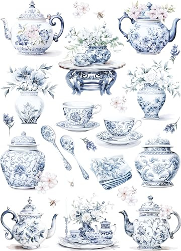 Blue and White China Reispapier, 11,5 x 16 Zoll - für Decoupage Furniture Crafts