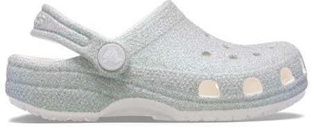 Crocs Unisexe Enfant Classic Iridescent Glitter CgK Sabots, White, 34/35 EU