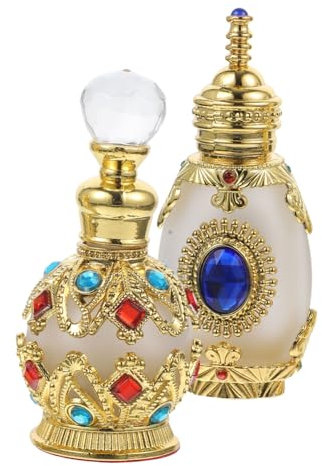 Gogogmee Kleiner Parfümflasche Reise 15 Ml Kristallglas Nachfüllbar Abdichtend Für Parfüm Ätherische Öle Tragbarer Duftspender 2 Stück