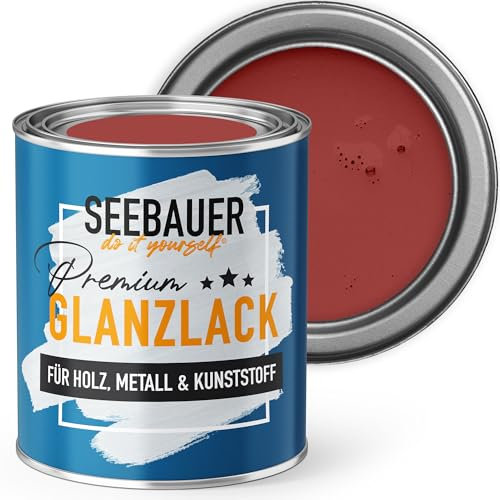 SEEBAUER diy Glanzlack Dunkelrot 375ml für Innen & Außen (No. 336 Red Wine) Möbelfarbe ohne Schleifen - Hybrid-Lack für Holz, Metall & Kunststoff - Holzlack, Möbellack hohe Deckkraft