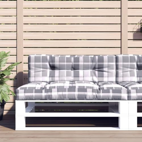 Sufrk Palettenkissen 2-TLG. Auflagen FüR GartenmöBel Palettenkissen Outdoor Balkon Kissen Garten Kissen Grau Karomuster Stoff - 360747