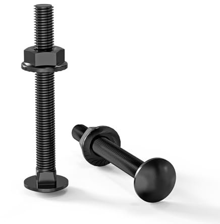 ORTAVA Lot de 20 boulons de carrosserie M6 x 50 en acier inoxydable A2 V2A DIN 603 avec écrou à bride hexagonale, en acier au carbone, vis à tête bombée (noir)