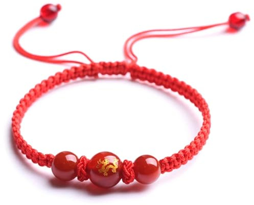 XINGLIDA Bijoux fantaisie, bracelet porte-bonheur chinois année du dragon, bracelet unisexe, bracelet tressé, bracelet en corde réglable, visage parfait, Größenreferenzbild, Coton