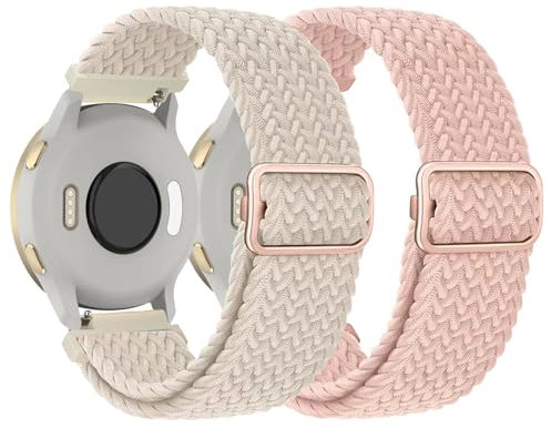CUNUJIX 2 Stück Geflochten Armband Ersatz für Garmin Venu 3S/Venu 4 41mm/Venu 2S/ Vivoactive 4S/Vivomove 3S, 18mm Nylon Elastisches Sport Ersatzband für Garmin Forerunner 255S/265S Herren Damen