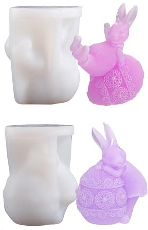 2 Stück Silikonformen Gießformen Ostern, Silikonform Ostern Hase 3D Kaninchen Osterhasen Anhänger Gießform Ostern Hase Gießformen Silikon Ostern