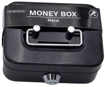Geldkassette Abschließbar Mit Schlüssel Schwarz Kleine Geldkassette Elegant Geldkassette Hartgeldeinsatz, Klein, Stahlblech, Money
