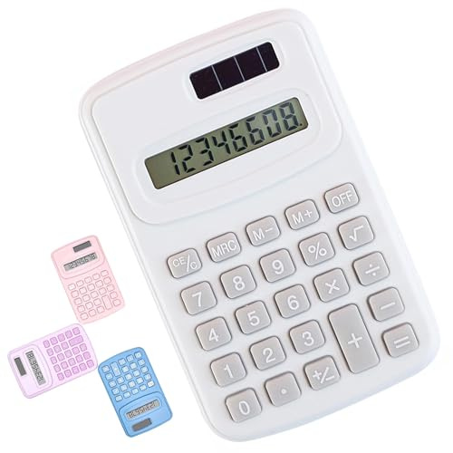 Senshuomy Taschenrechner, Mini-Taschenrechner, kompakter Silikon-Schlüsselrechner – leiser Betrieb, ultradünnes Design mit austauschbarer Batterie – ideal für Büro, Schule, Zuhause (weiß)