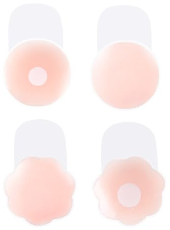 60PCS Nipple Covers Invisible Disposable Self-Adhesive Nipple Tape Stickers | Comfy Boob Tape & Nipple Stickers for Women, Ideal for Backless Strapless Dress & Swimwear (Silicone Version 2PCS/4PCS)