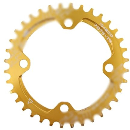 GBYUHAIJUN Plato Bicicleta,Platos Bicicleta Plato 104BCD Redondo 32 34 36 38 40 42T 44 46 Dientes Estrecho Ancho Ultraligero MTB Mountain Bike Plato de Cadena 104 BCD(36T,Golden)