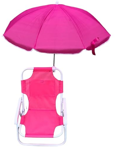 HoveeLuty Silla de Playa para niños con sombrilla, Plegable y Desmontable, con Dosel, portátil, Color Rosa