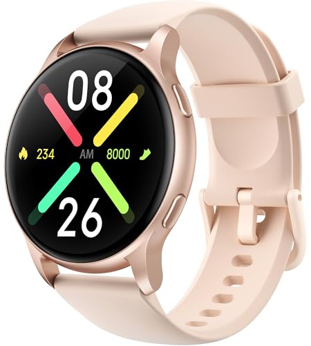 Parsonver Montre Connectée Homme Femme, 5ATM Étanche pour Natation, Smartwatch avec Appels Bluetooth, 100+ Sportifs (Or Rose, 44 mm)