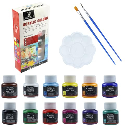 Juego de pintura para porcelana, 12 x 25 ml, apto para lavavajillas, colores cerámicos con 1 pincel, vidrio y pintura de cerámica, ideal para tazas, cerámica, vidrio