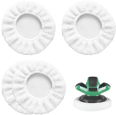 LUMOOM 4 almohadillas de pulido de lana de cordero, para pulidoras de 220 mm a 250 mm, compatibles con máquinas pulidoras Einhell inalámbricas, para el cuidado de la pintura del coche, pulidora de
