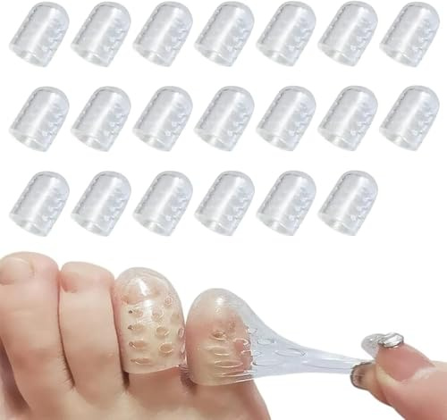 Silicone Toe Protectors, Gel Anti-Friction Toe Protector Breathable Toe Caps Guards for Men Women, Soft Clear Little Toe Covers Silicone Toe Sleeves for Corns, Blisters and Pain Relief 20Pack