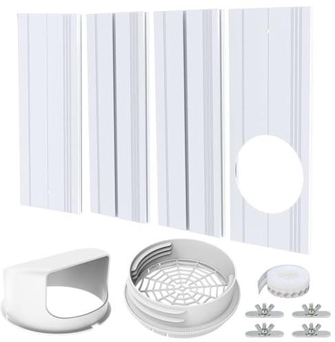 Ninyoon Kit Event de Fenetre de Climatiseur Tuyau Evacuation 13cm et 15cm | pour Fenetre Verticale et Horizontale de 43-140cm Adaptateur de Tuyau Event Climatiseur Portable Calfeutrage Kit