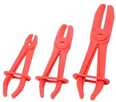 HOMSFOU 3 pièces Pince de Serrage Plastique pour Tuyaux de Frein et Carburant Lot de Pince à Colliers Serrage Rouge Protection Interne sans Outil et Sécurisé pour Ligne et Radiateur