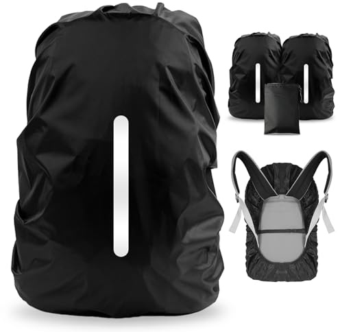 Nsyee 2pcs Backpack Rain Cover, M 26L-40L Waterproof Backpack Cover, Reflective Rucksack Covers, Waterproof bag covers, Anti-dust and Anti-Theft, Perfect for for Camping,Hiking,Cycling, Black